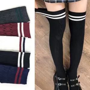 트위스트 줄무늬 오버니삭스 양말 롱오버니삭스 니삭스 오버니삭스