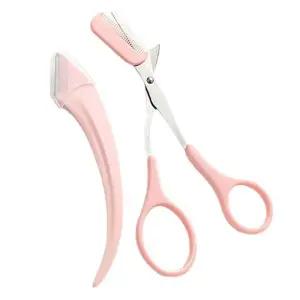 휴대용 눈썹정리 칼가위 2종세트 눈썹칼 눈썹가위 눈썹빗 눈썹브러쉬