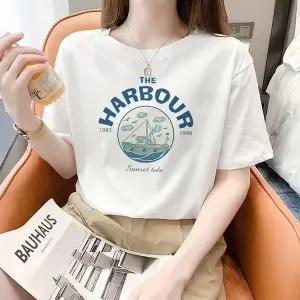 고품질 루즈핏반팔티 루즈핏티셔츠 레터링 면 여성흰티 (WFK6PGV)