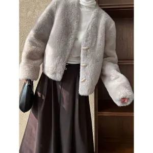 블랙팬서 여성자켓 루시퍼 일체형 코트 겨울 브이넥 숏 에코 밍크 상의 OPH4