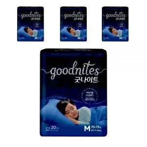 굿나이트 팬티형 남아 3단계 중형 20매 4팩 어린이용 야뇨 안심팬티 샘방지 피부보호