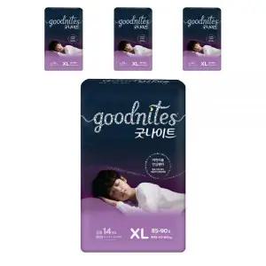 굿나이트 팬티형 공용 5단계 특대형 14매 4팩 어린이용 야뇨 안심팬티 샘방지 피부보호 447852