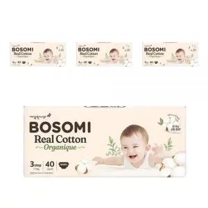 NEW 리얼코튼 오가니크 3단계 중형 밴드형 40매X4팩 보솜이 아기기저귀 육아용품