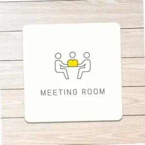 MEETING ROOM1 부착형 정사각 안내판 13x13cm 화이트
