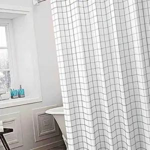 화이트 샤워 커튼 욕실 물막이 고리 방수 목욕 WFIKS7N