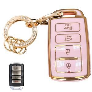 [미국배송] 기아 카덴자 K900 스마트 키(골드-핑크) 키체인 핏이 적용된 키포브 커버 쉘용 WENHENI 키리스 엔트리 시스템