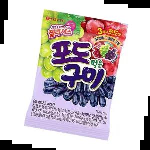 새콤달콤한 롯데 젤리셔스 포도먹은 구미 x 60g 8개