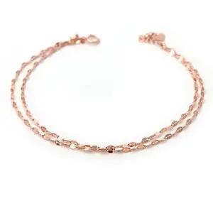 14K GOLD 로즈골드 여리여리 더블 체인 두줄 팔찌 CtJ4+7NWT