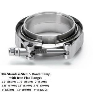 304 스테인레스 스틸 V-밴드 플랜지 클램프 4/3.5/3/2.75/2.5/2.25/2/1.75/1.5 인치 플랫 터보 다운파이프