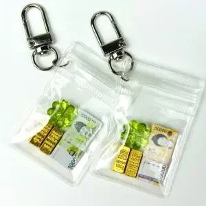 럭키 행운 골드바 인기 트렌드 황금 키링 네잎크로버 부자되세요 돈다발