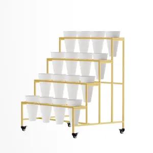 꽃다발 스탠드 꽃꽂이 꽃집 금색 디스플레이 선반