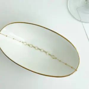 물방울 쉐입 컷팅 체인 슬림 팔찌14k화이트골드17cm