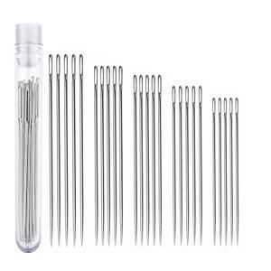 퍼포어 프로페셔널 열 셀프 u2011Threading 스테인리스 스틸 재봉 바늘 세트 u202F| 데님, 캔버스, 퀼팅 및 이지 스레드용 25 u2011피스 헤비 u2011듀티 라지 u2011아이 니들