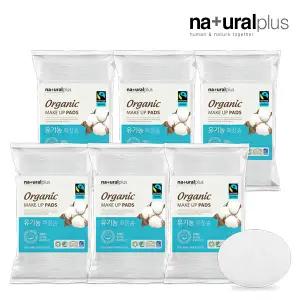 내츄럴플러스 유기농 화장솜 타원형 60매X6개