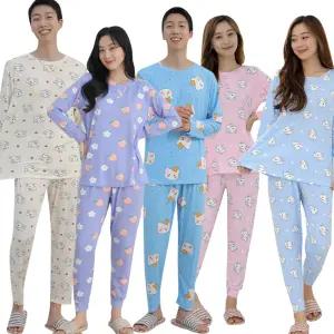 남성 여성 피치 잠옷 세트 사계절 긴팔 가을 스판 남녀공용 빅사이즈 바지 홈웨어 파자마 실내복 선물 커플 가족 원피스 ops 간절기 환절기