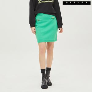[시슬리] 최여진 착용 체인 펠트 셋업 스커트 SAKS04111_GN