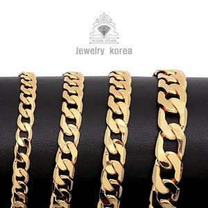 18k 골드도금 납작 커브체인 패션 여자 남자 금팔찌 데일리 팔찌