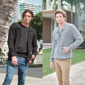[런칭가 119000원] [U.S. POLO ASSN.] USPA 남성 코튼100 케이블 집업 세트 2종 (집업+니트) (HUPS249102)