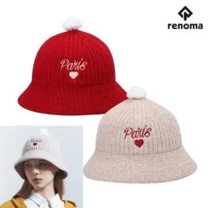 레노마골프 여성 겨울 울혼방 방울 니트 벙거지 모자 N-8815