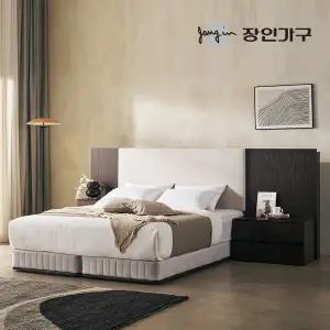 장인가구 까르뎅차콜 패브릭 LED 호텔 침대 투매트리스 프레임 라지킹 LK