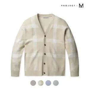 남성 Y넥 솔리드 패턴 가디건_EPD1EC1100