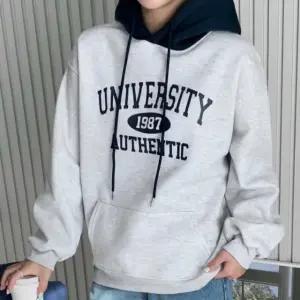 남녀공용 기모 배색 후드티 오버핏 모자티 (WFGIXKJ)