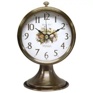 PM9053 앤틱 메탈 볼록유리 장미 알람 탁상시계 국산