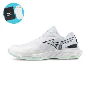 미즈노 71GA242315 화이트라임 웨이브팡 EL2 와이드 배드민턴화 3E(양말+신발주머니+그립 증정)