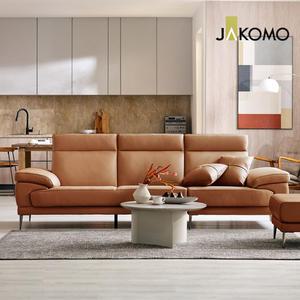 [자코모] 콘테 3.5인 럭스 통가죽 천연면피 소가죽 소파+스툴