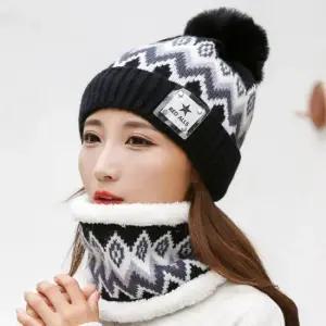 패턴 방울 비니 넥워머 세트 겨울 방한용품 반다나비니 멀티모자 네가지스타일비니 멀티마스크