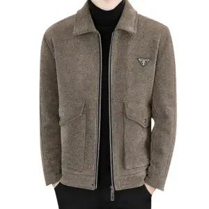 GLINE 남자 하프 코트 겨울 기모 도톰 모직 숏지퍼 집업 칼라넥 캐주얼 힛템