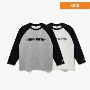 [뉴에라키즈](의정부점)[키즈] 에센셜 로고 래글런 롱 슬리브 2팩 네이비/블랙