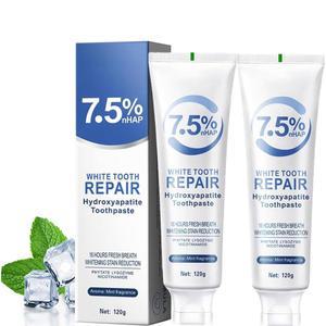 치아 미백, 재광화, 딥 클렌징, 에나멜 안전, 플라크 방지, 복원을 위한 불소 없는 나노 하이드록시아파타이트 치약 2팩, 4.23온스