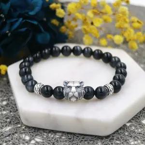 블랙 호안석 925실버 호랑이 원석팔찌 / 재물 금전운