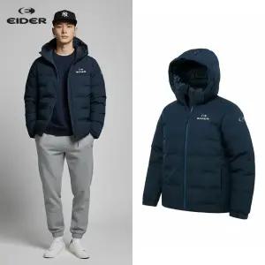 [백화점 출고] 아이더 구스 다운 남자 헤일리 중량 자켓 카본 블루 후드 숏 패딩 점퍼