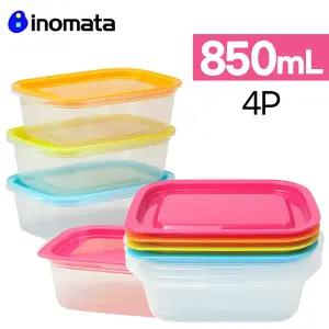 일본 이노마타 라쿠친 밥팩 직사각 4p 850ml (전자렌지용기 냉동밥 밀폐용기 반찬통 inomata)