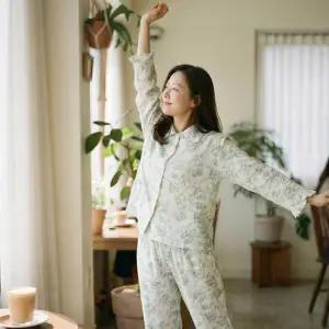 [보슈아]2199 여성 파자마 거즈면 파자마바지 상하세트 홈웨어 면100 국내산