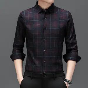 남성셔츠 겨울 따뜻한 남방 럭셔리 비즈니스 체크 기모 셔츠 캐주얼 보온 심쿵직구