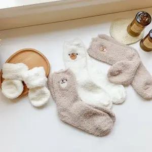 여성 귀여운 보온 겨울 여자 수면 털 양말 4개 세트 (WFFZSWN)