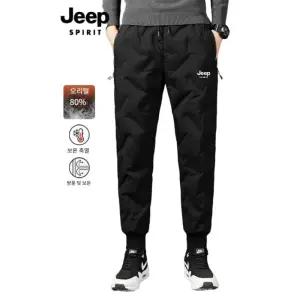 JEEP SPIRIT 남성 패딩 다운 바지 방한 밴딩 캐주얼 기모 팬츠