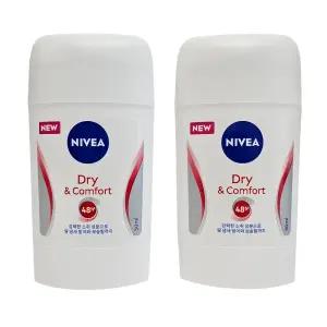 니베아 데오드란트 스틱 드라이 컴포트 50ml x 2개 겨드랑이 땀 냄새 억제제 겨땀
