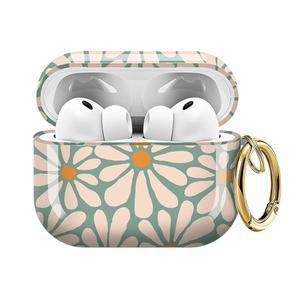 [미국배송] 에어팟 프로 3세대 케이스용 ZEKICE 케이스(2025)와 호환 골든 카라빈 충격 방지 보호 커버(그린 데이지 플라워)
