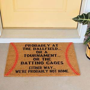 재미있는 코이어 도어매트 아마도 볼필드 야구장에서 환영합니다 현관 장식 입구용 개인 맞춤형 러그 미끄럼 방지 입구 매트 코코넛 야외 23.6 x 15.7 인치