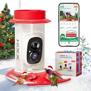 HIXX 스마트 벌새 피더(카메라 태양광 전원 포함) 개미 해자 및 꿀벌 방지 AI 조류 인식 이지 클린 리필