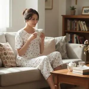 [보슈아]1001 여성 부드러운면 반팔파자마 상하세트 홈웨어 국내