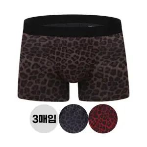 제임스딘 남성사각 드로즈 사각팬티 호피 무늬 아웃밴드 3매 세트 속옷 선물