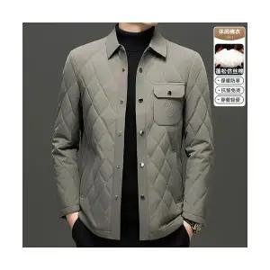 남성 패딩 점퍼 고급스러운 실크 재킷 칼라 가을 겨울 얇은 아가일 체크 보온 코트 DUCHI4