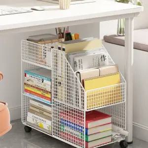 트레이 수납 철제 세트 A 책꽂이바퀴 수직 흰색 이동식 책상밑 달린 책꽂이