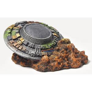 PTFJZ 수족관 장식-베타 히든 플라잉 소스 크리에이티브 소형 어항 장식 파충류 상자 조경 장식용 UFO 액세서리