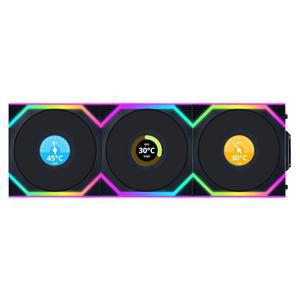 리안 리 UNI 팬 SL LCD 무선 120mm ARGB - 트리플 팩 1.6인치 2.4GHz RGB 제어용 신호 데이지 체인 디자인 컨트롤러 포함 및 필수 블랙(12SLLCD1W3B)